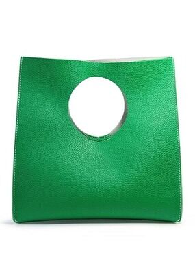 Women's Green Vegan Leather Handbag Minimalist Small Tote Clutch Purse